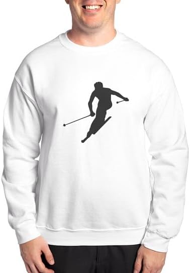 CafePress Downhill Skiing Sweatshirt Classic Crew Neck Light Sweatshirt - White