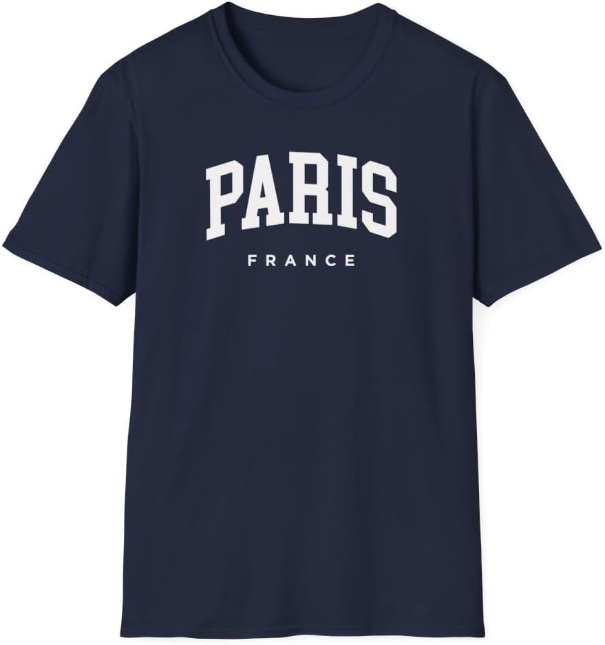 Paris France Adult Unisex Soft T-Shirt - Navy