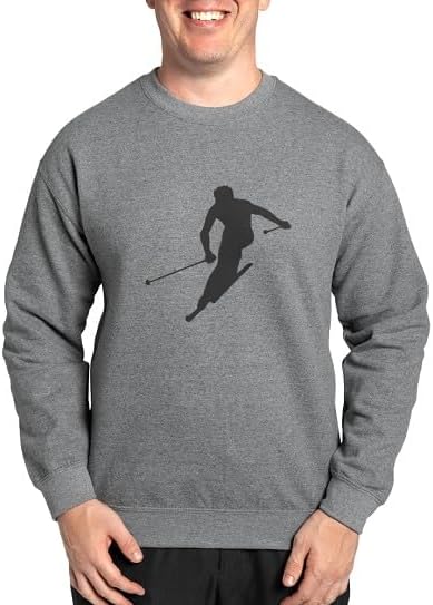CafePress Downhill Skiing Sweatshirt Classic Crew Neck Light Sweatshirt - Graphite Gray