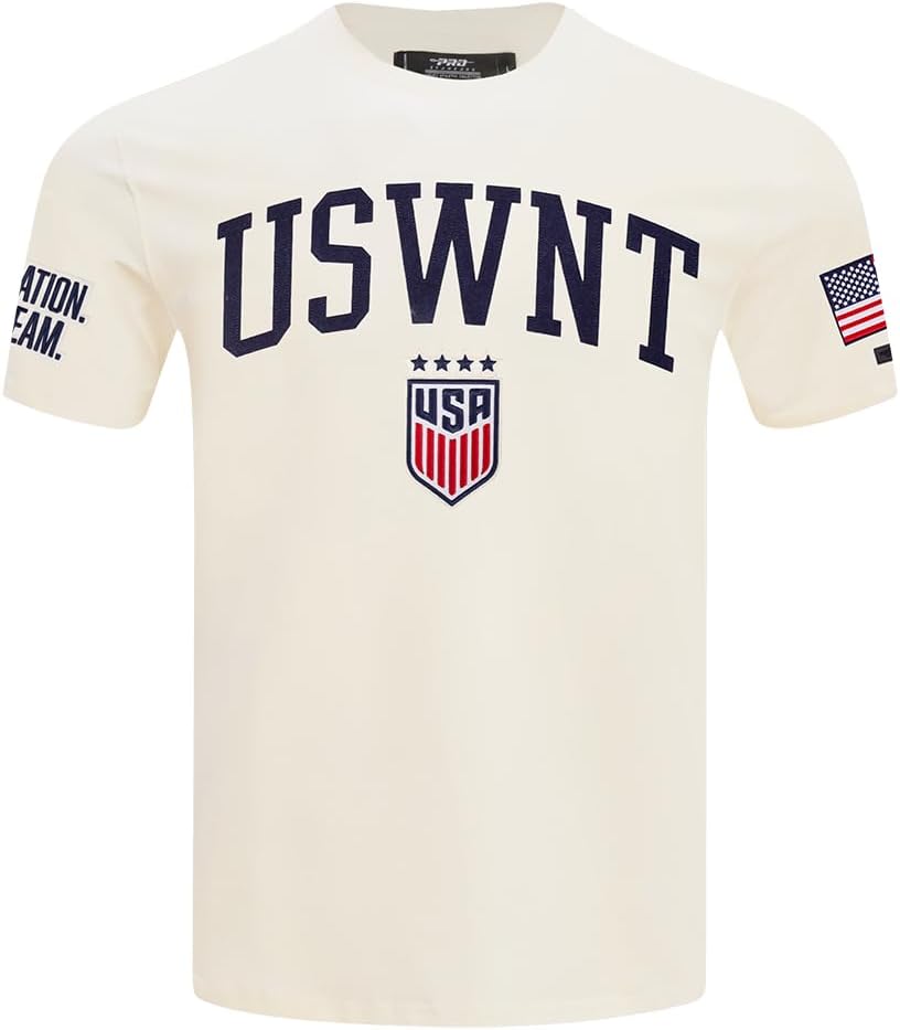 Pro Standard National Teams Mens Mens USWNT Classic Chenille Cotton Short Sleeve Tee - United States X-Large Eggshell