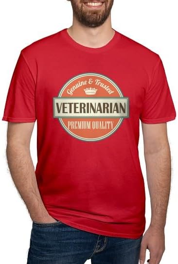 CafePress Veterinarian Vintage Logo Fitted T Shirt Men's Semi-Fitted Classic Cotton T-Shirt - Red