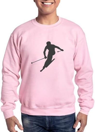 CafePress Downhill Skiing Sweatshirt Classic Crew Neck Light Sweatshirt - Pink