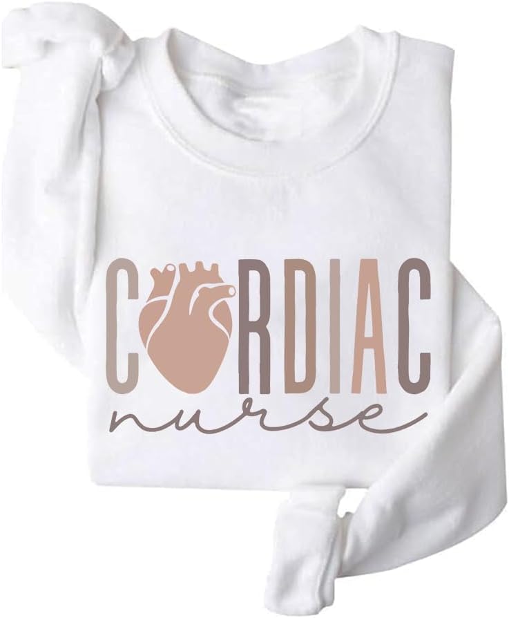 Cardiac Nurse Sweatshirt，Cardiovascular Nurse Sweatshirt，Heart Nurse Crewneck - White