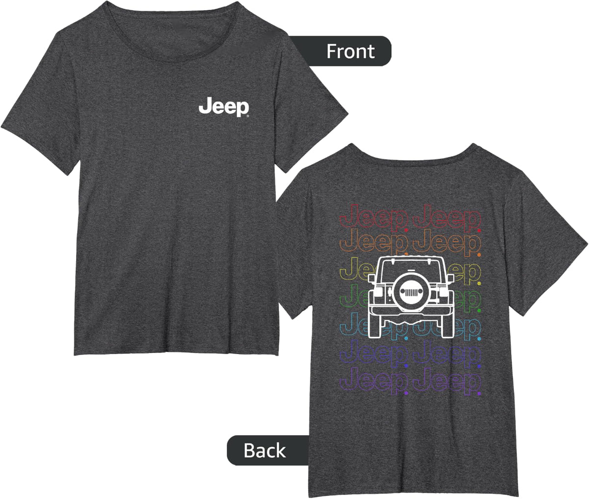 Jeep Pride Repeating Logo - Dark Version (Two-Sided) T-Shirt - Dark Heather Grey