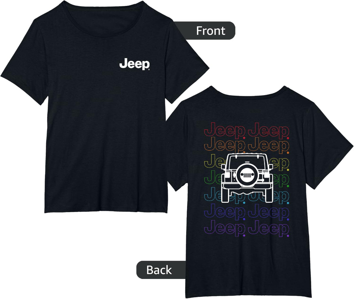 Jeep Pride Repeating Logo - Dark Version (Two-Sided) T-Shirt - Black