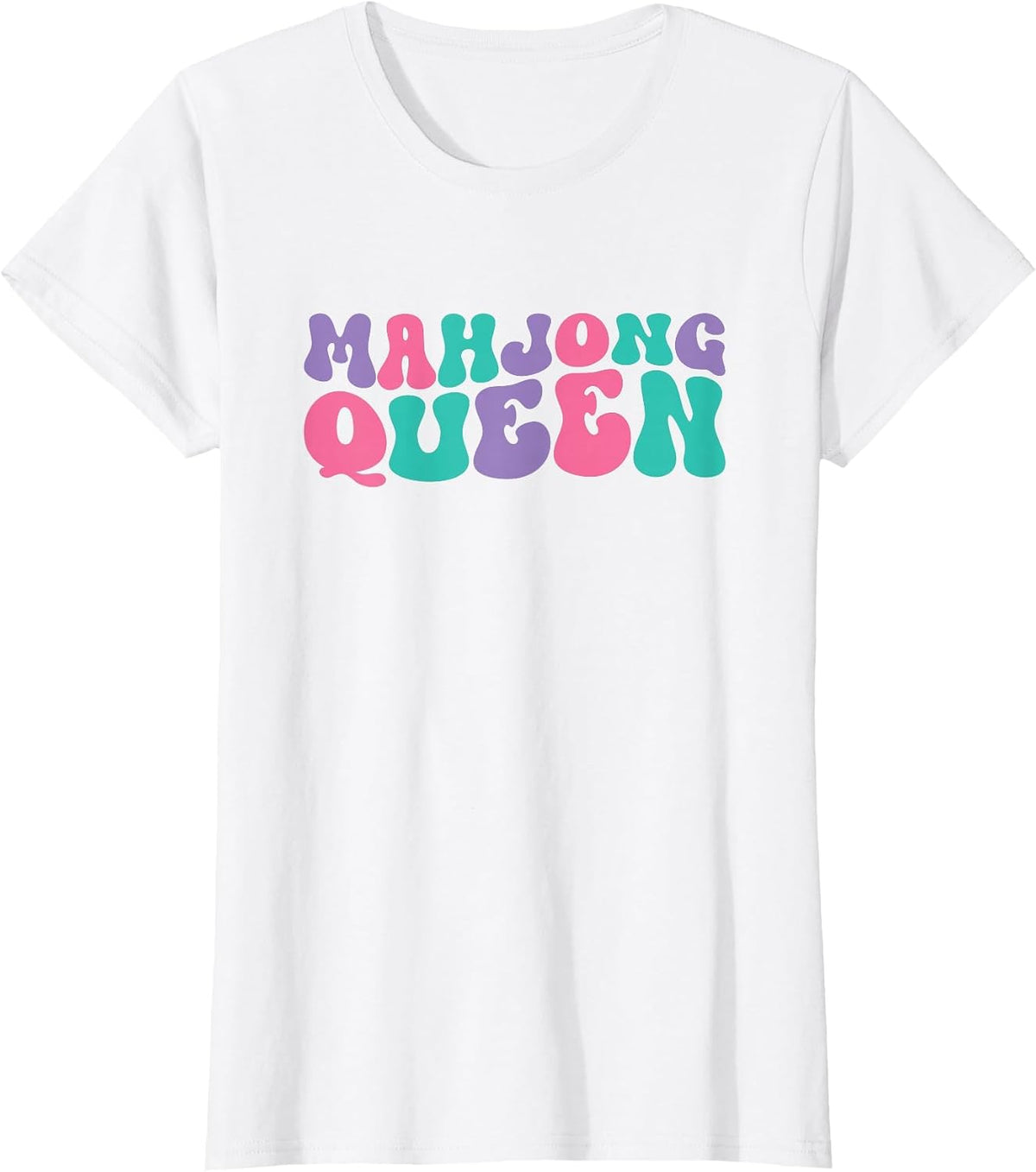 Mahjong Queen Womens Retro Vintage Wavy Groovy T-Shirt - White