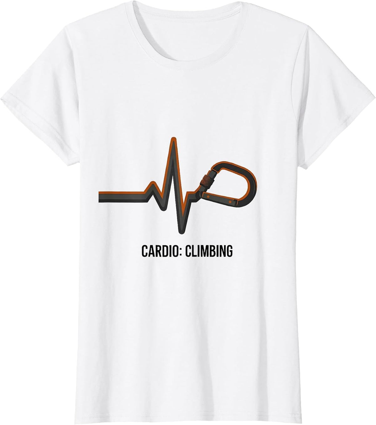 Women's Cardio: Climbing Minimalist Hobby Heartbeat EKG Passion Icon T-Shirt - White