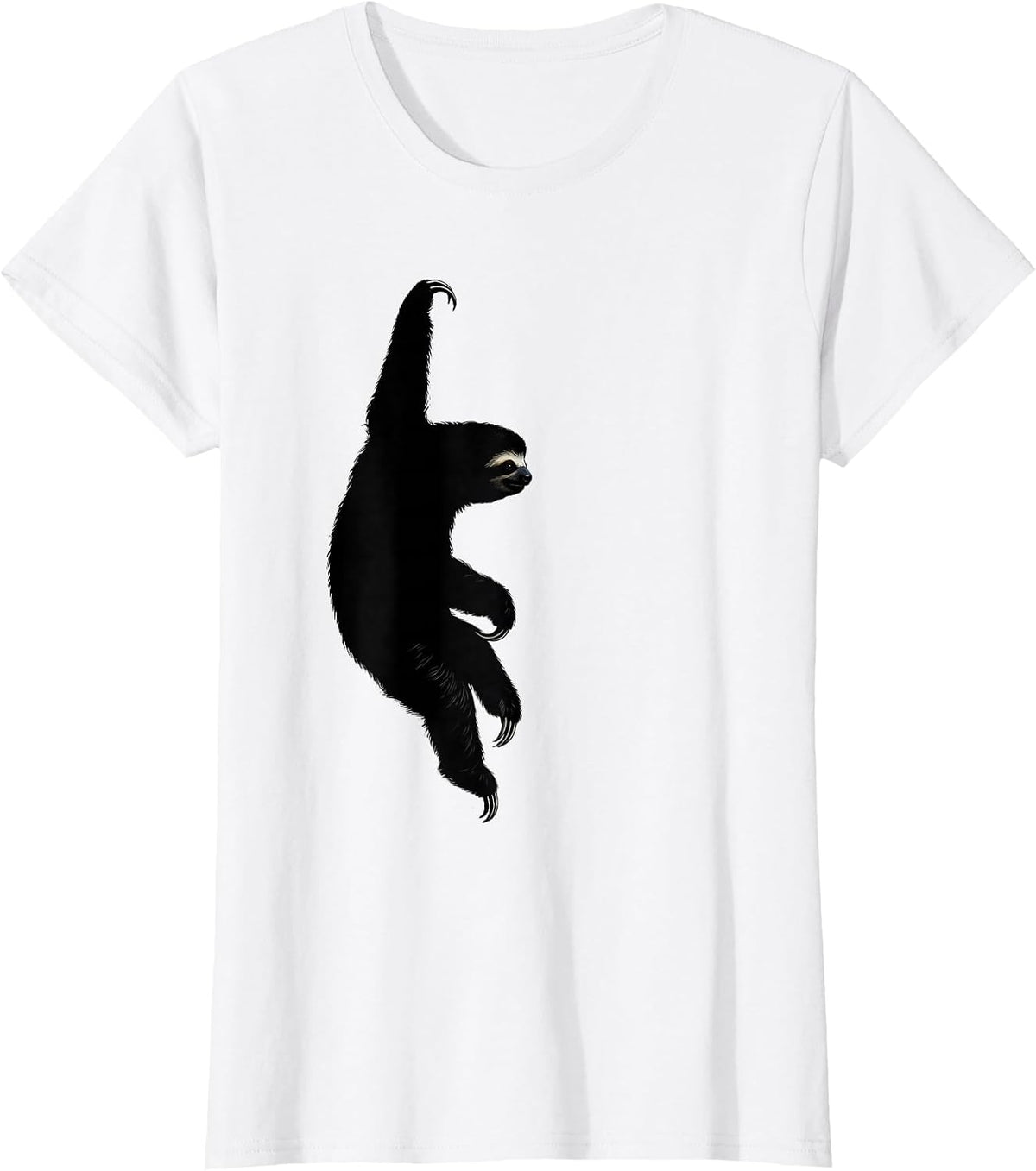 Women's Sloth Silhouette Funny Lazy Animal Lover Gift T-Shirt - White