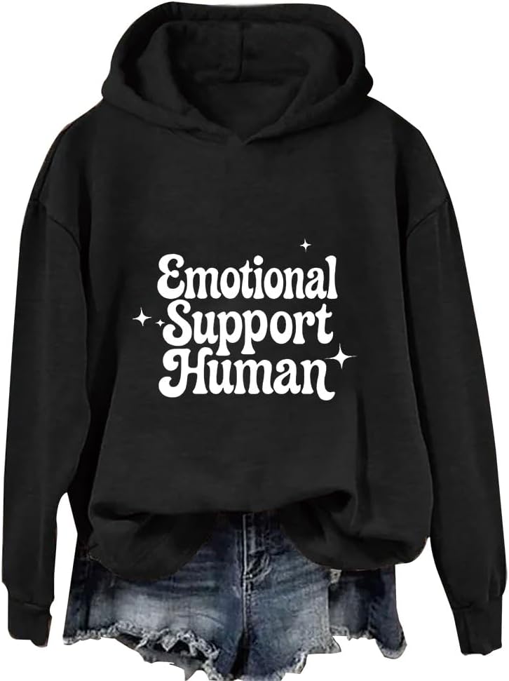 Emotional Support Human Sweatshirt Funny Counselor Sweater Unisex - Black