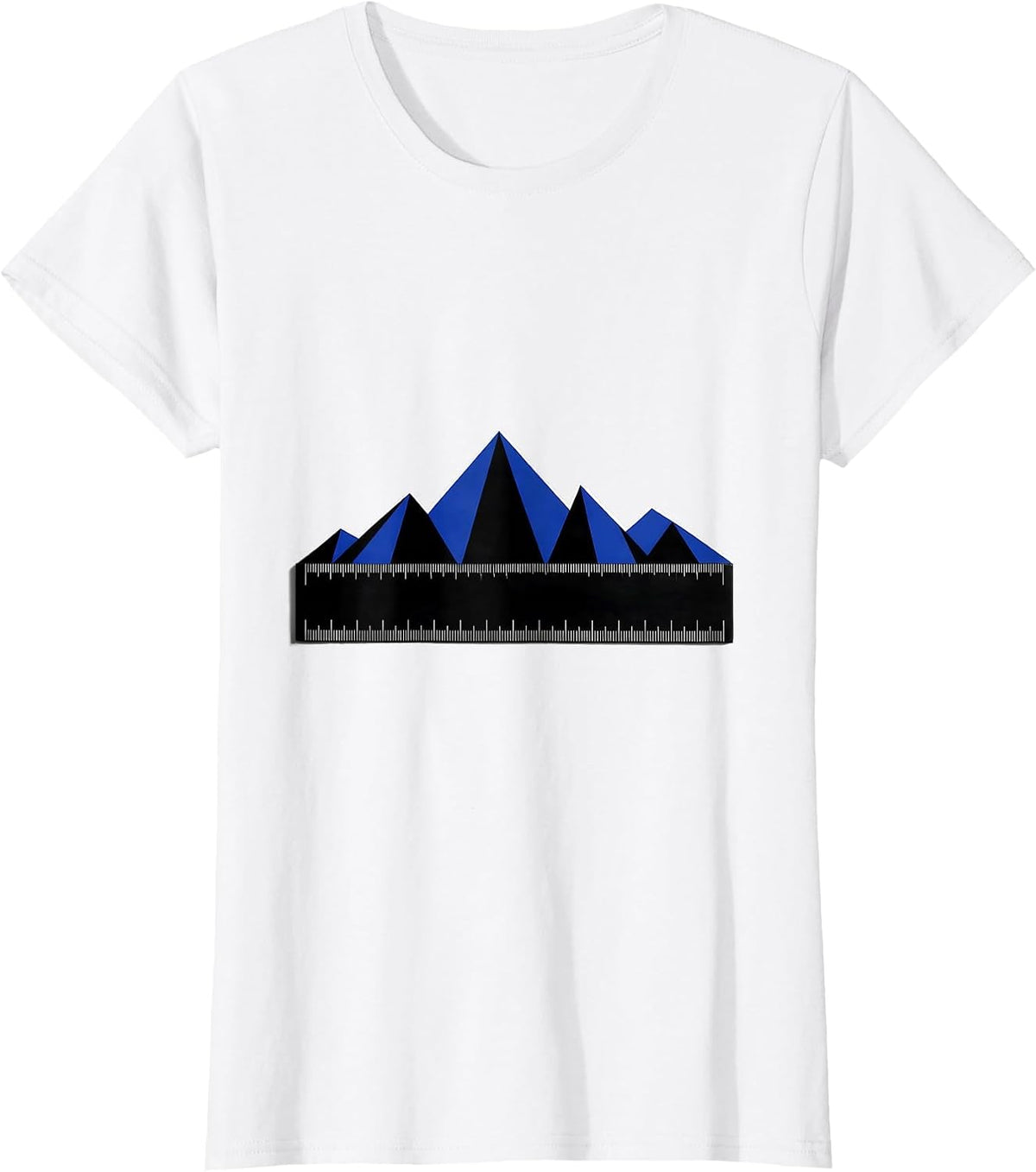 Math Teacher Ruler Mountain Range Graphic T-Shirt - White