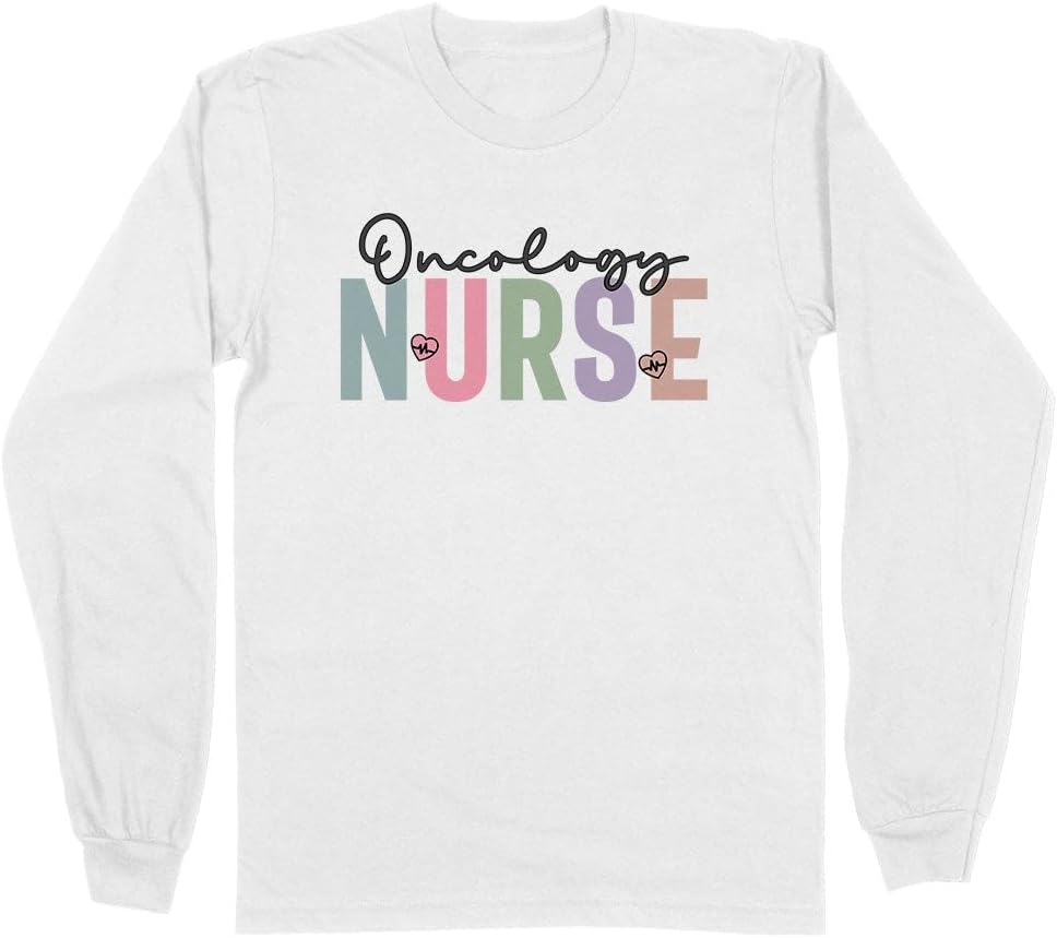 Pastel Oncology Nurse Long Sleeve Shirt Unisex - White