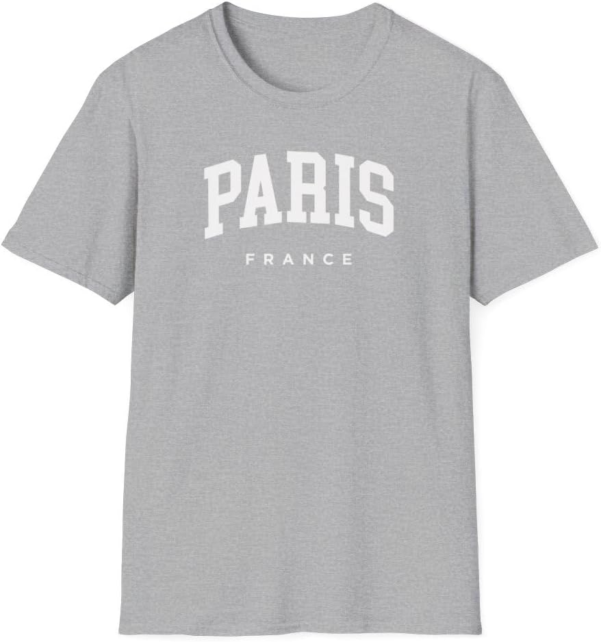 Paris France Adult Unisex Soft T-Shirt - Sport Grey