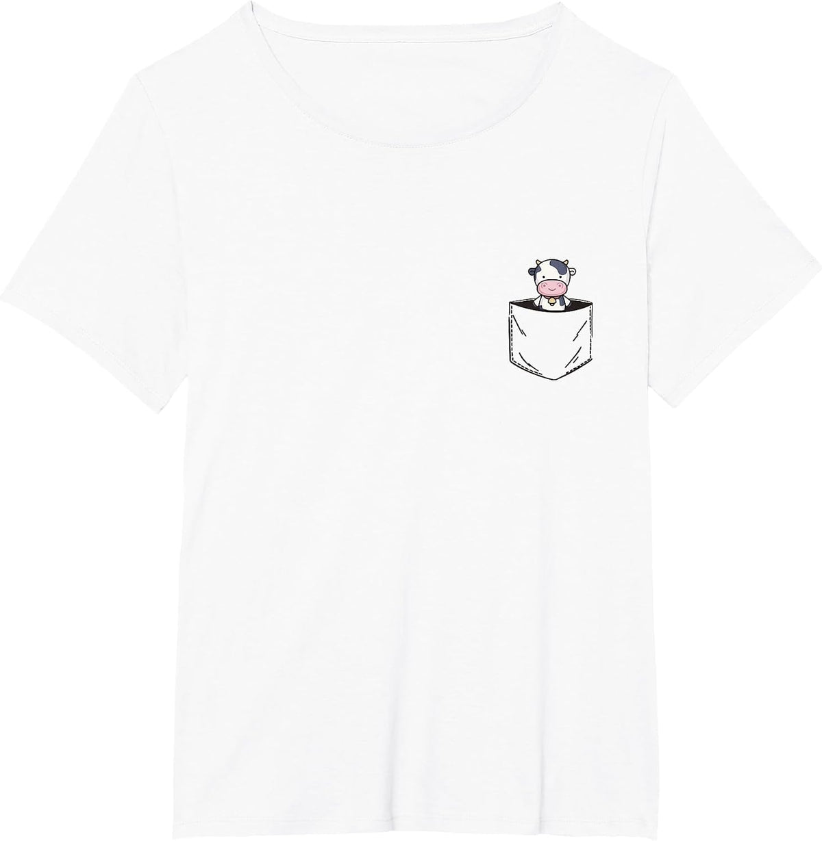 Pocket Animal Cute Cow T-Shirt - White