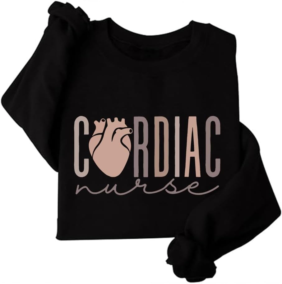 Cardiac Nurse Sweatshirt，Cardiovascular Nurse Sweatshirt，Heart Nurse Crewneck - Black