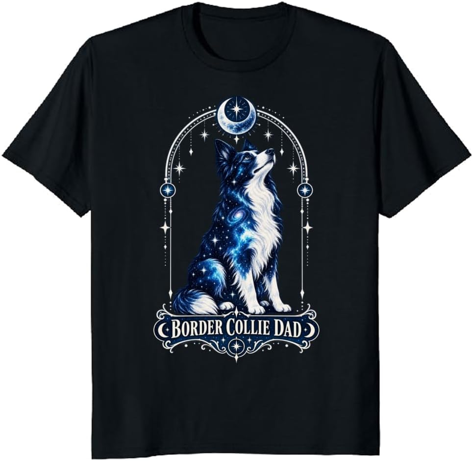 Border Collie Dad T-Shirt Sumi-E Treat Jar Chibi Graphic Tee - S7
