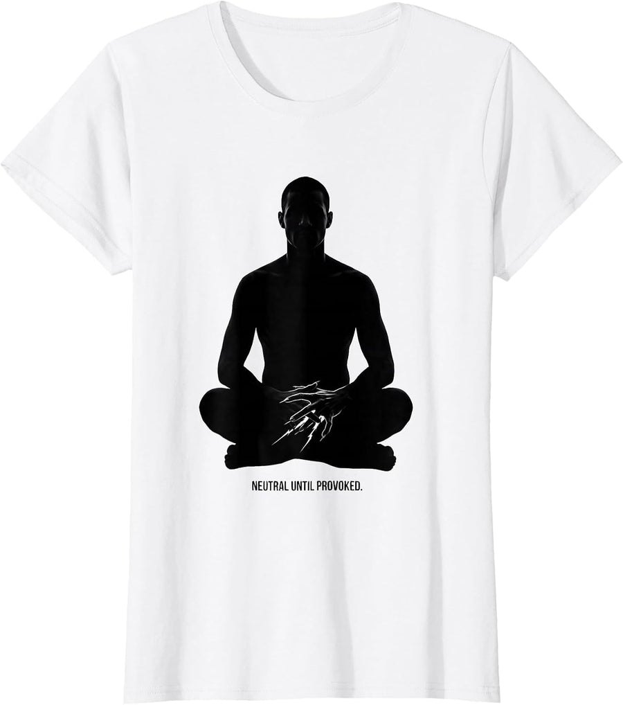 Women's Neutral Until Provoked Chaotic Neutral Roleplaying Humor T-Shirt - White