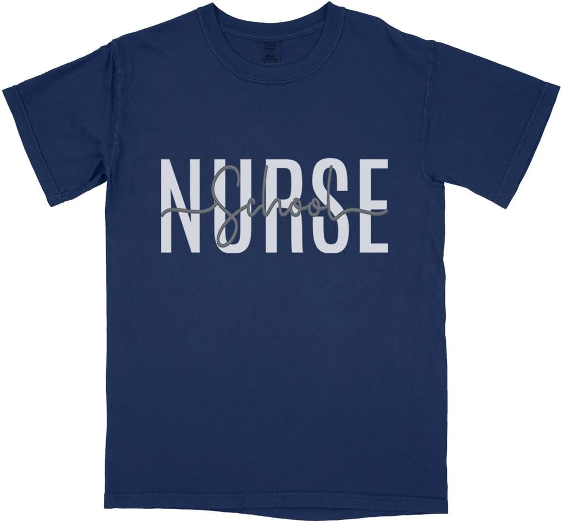 Overlay School Nurse Comfort Colors Short Sleeve Tee Unisex - Navy