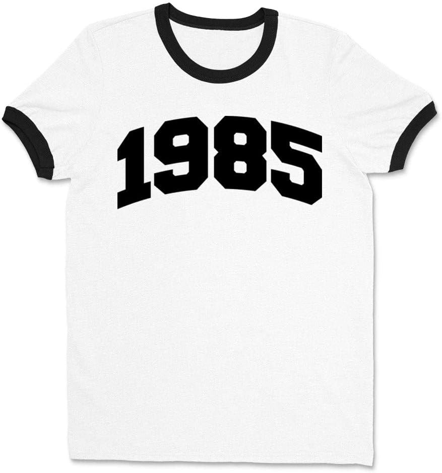 1985 College Style Ringer Tee Shirt Unisex - White\/Black