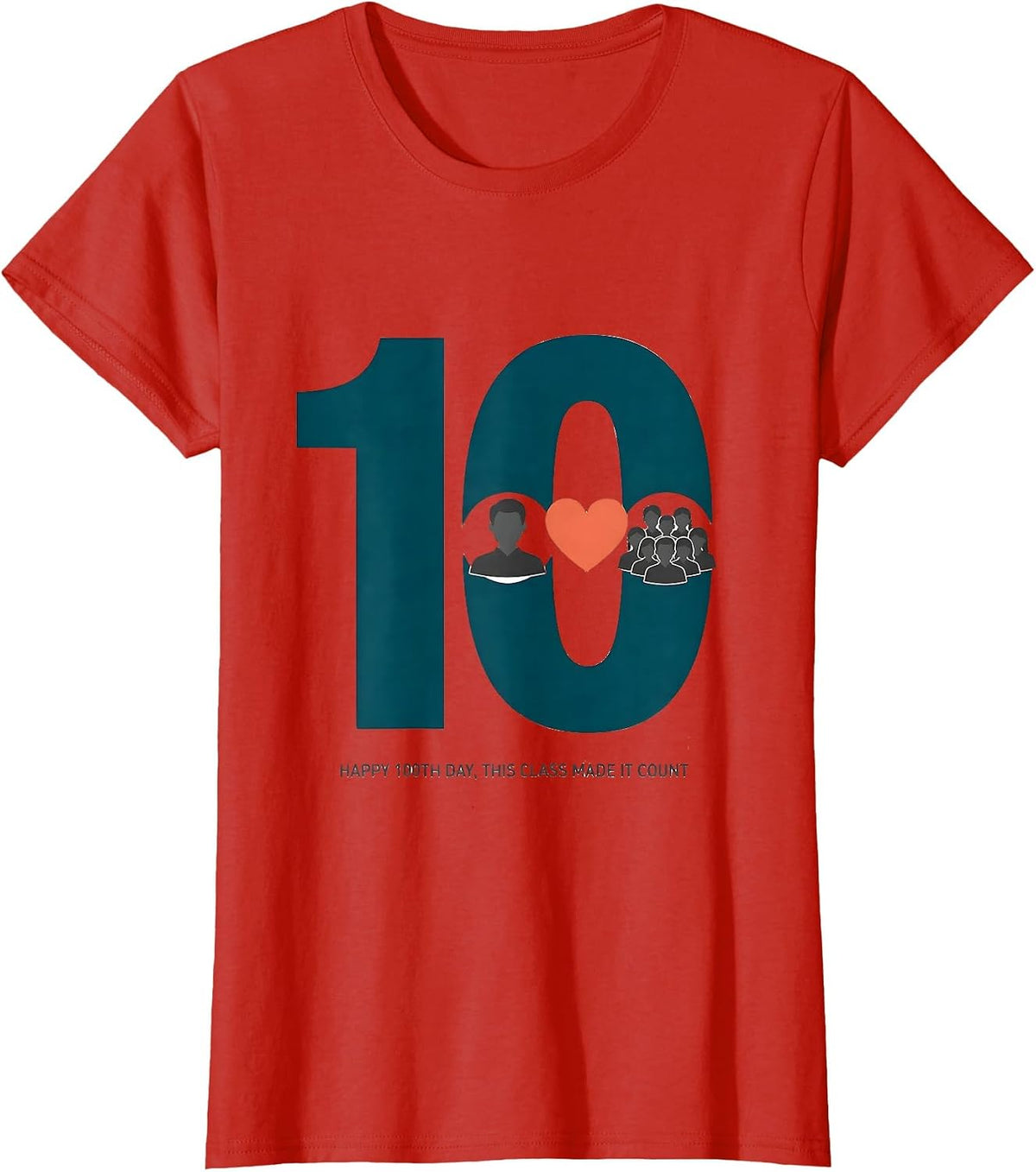 Women's Happy 100th Day, This Class Made It Count Teacher T-Shirt - Red
