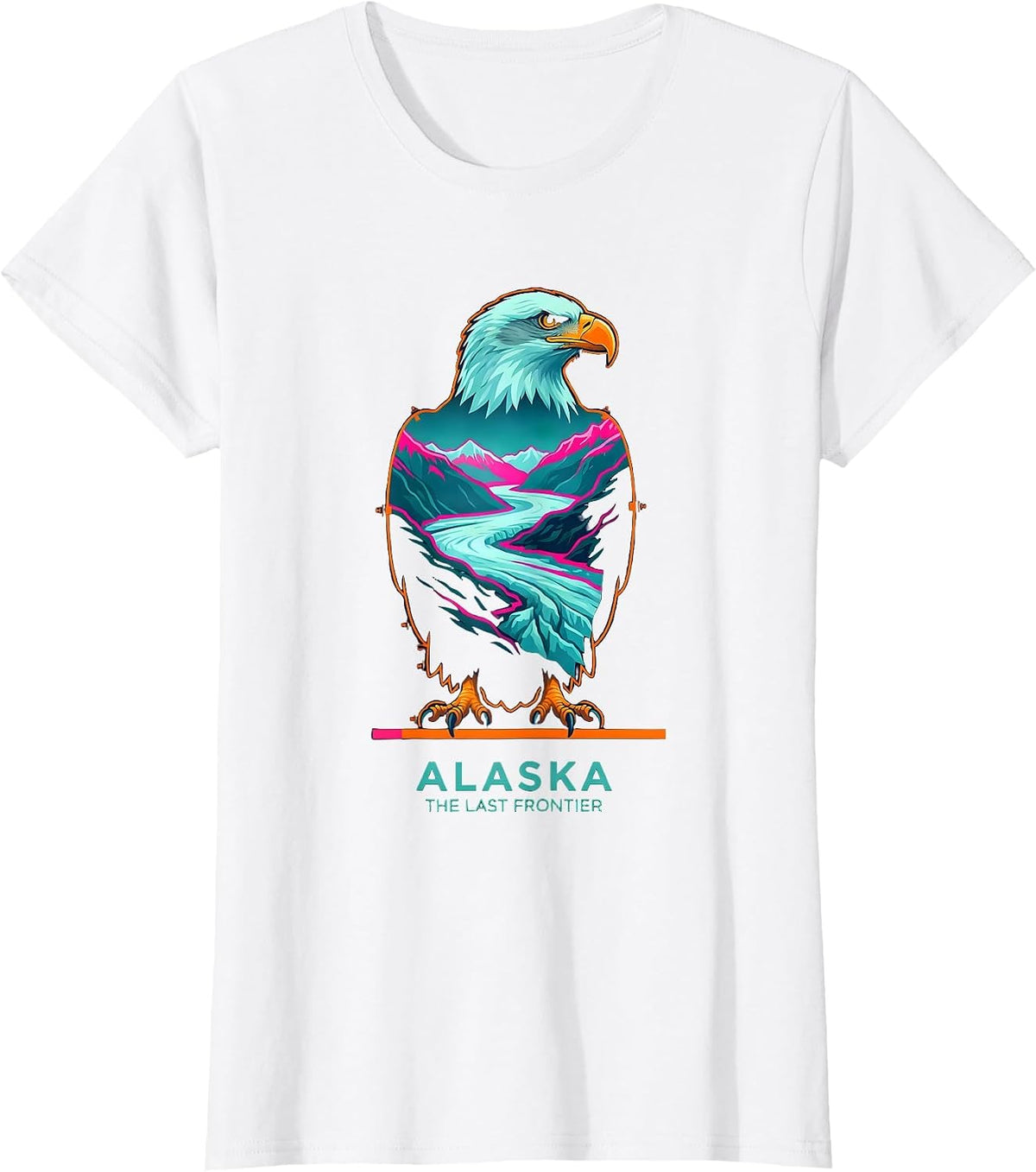 Women's Alaska The Last Frontier Risograph Vintage State Souvenir T-Shirt - White