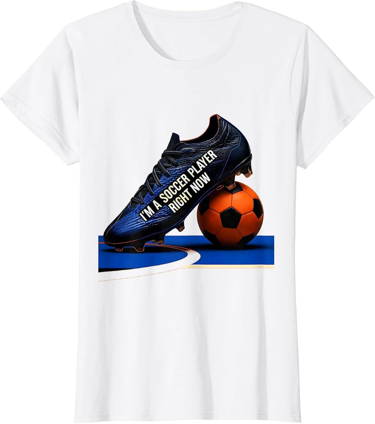 I'm A Soccer Player Right Now Flat Graphic Soccer Cleat T-Shirt - White