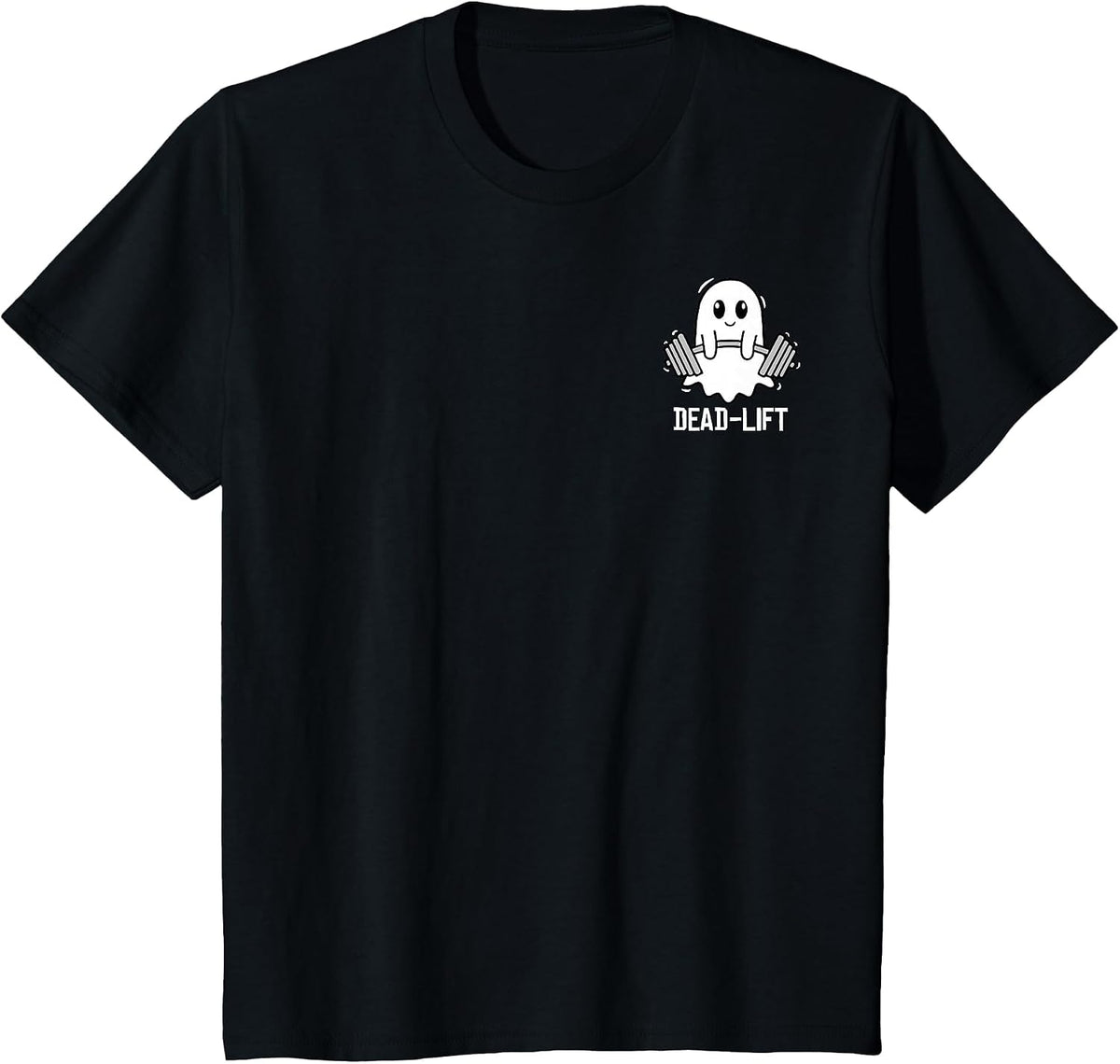 Dead Lift Funny Ghost Gymer Halloween Weight Lifting Pocket T-Shirt - Black