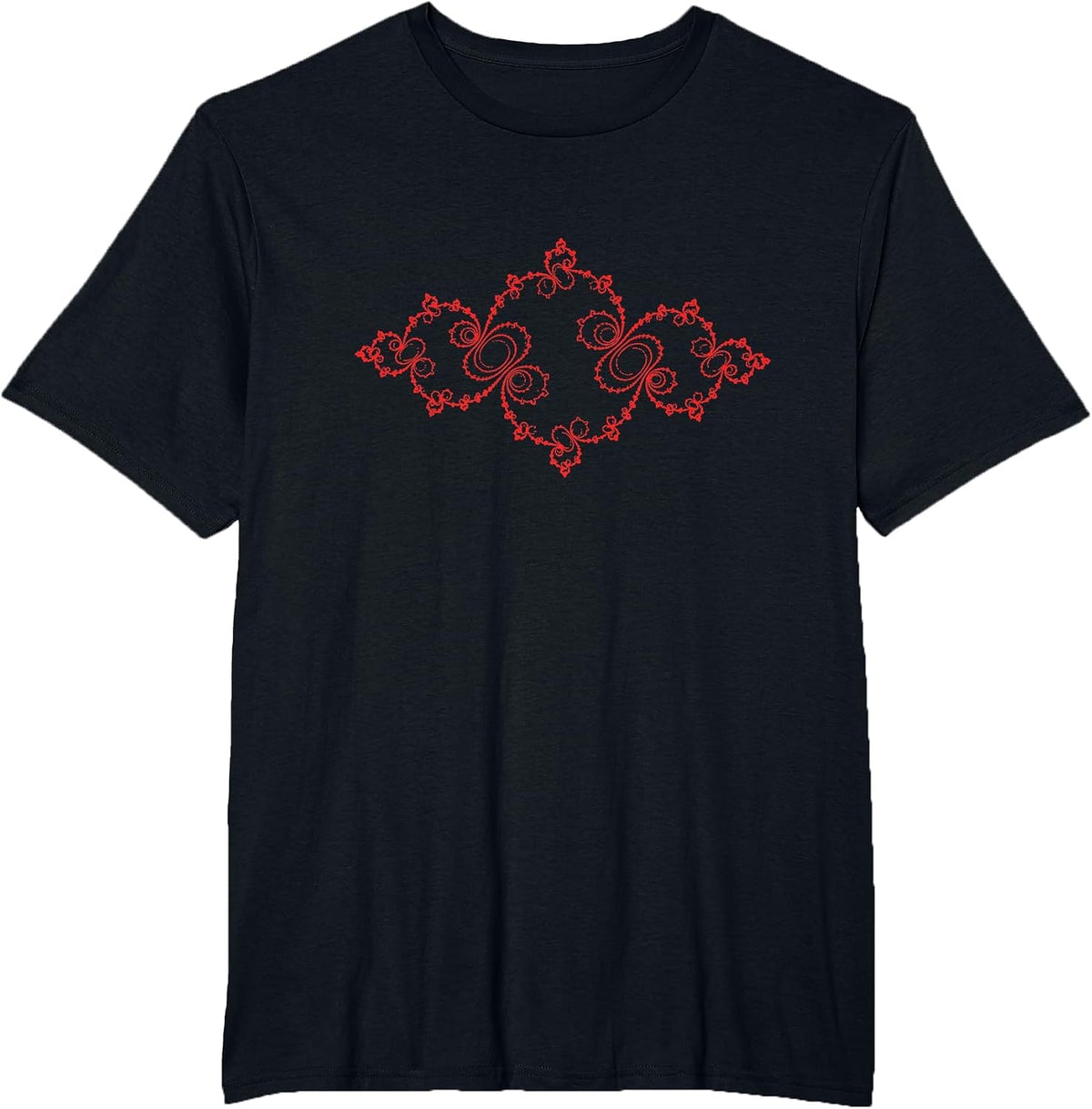 Red Julia-Set Abstract Mathematics - Complex Numbers T-Shirt - Black