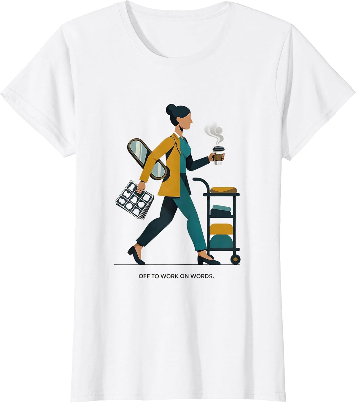 Women's Off To Work On Words Midcentury Modern Therapy Humor T-Shirt - White