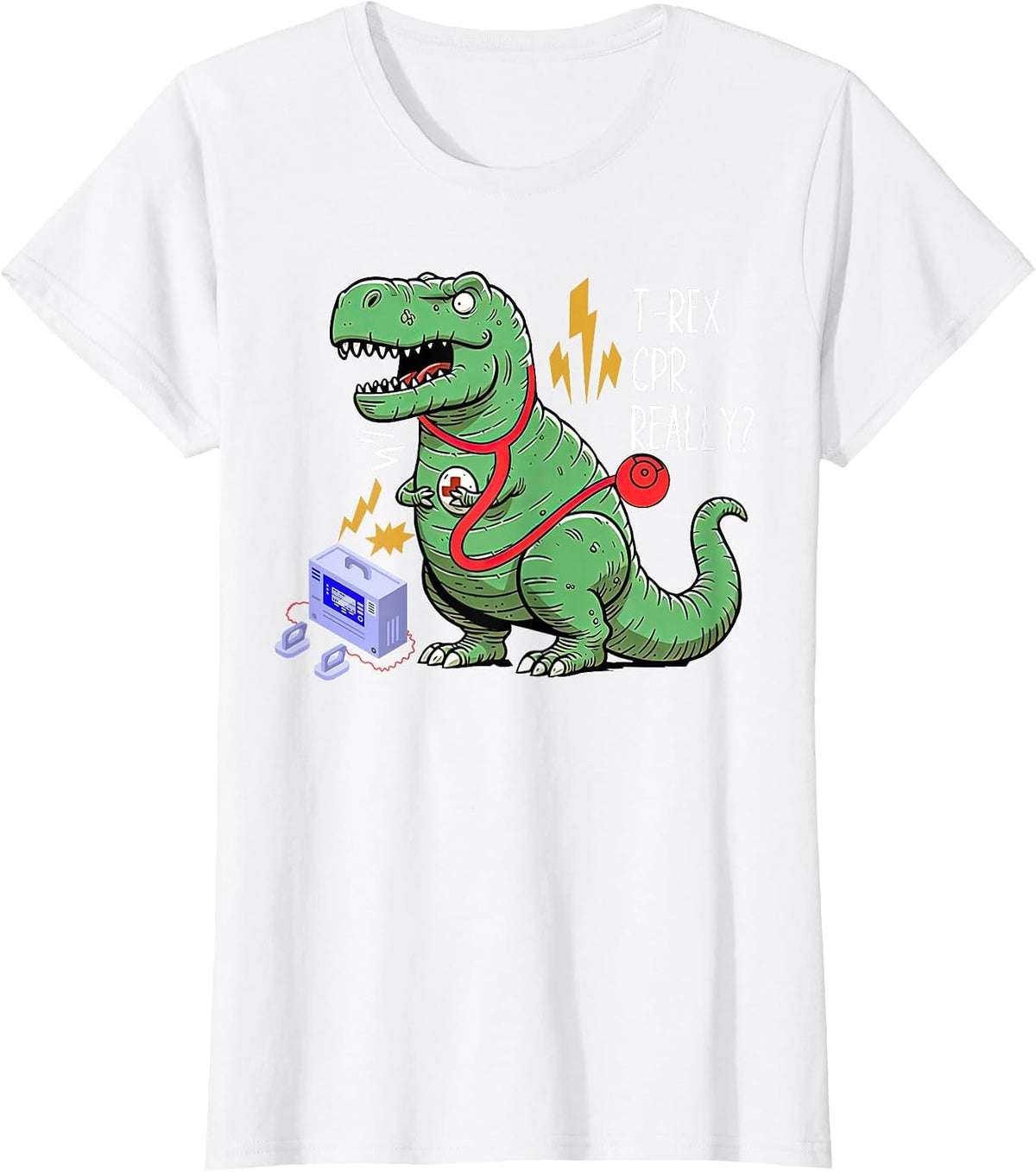 T-Rex CPR Really Dinosaur EMS Paramedic EMT Nurse T-Shirt - White