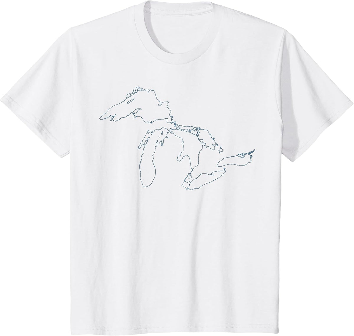 Great Lakes State Map Tee Michigan Vacations Camping Hiking T-Shirt - White