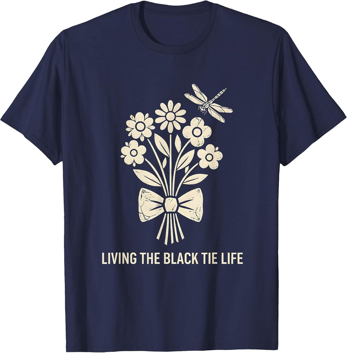 Living the Black Tie Life Tuxedo Design T-Shirt - Navy Blue