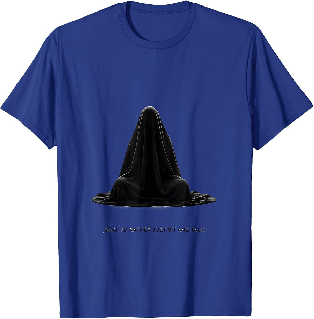 Men's Boo I'd Rather Just Sit And Talk Minimalist Ghost Mental T-Shirt - Royal Blue