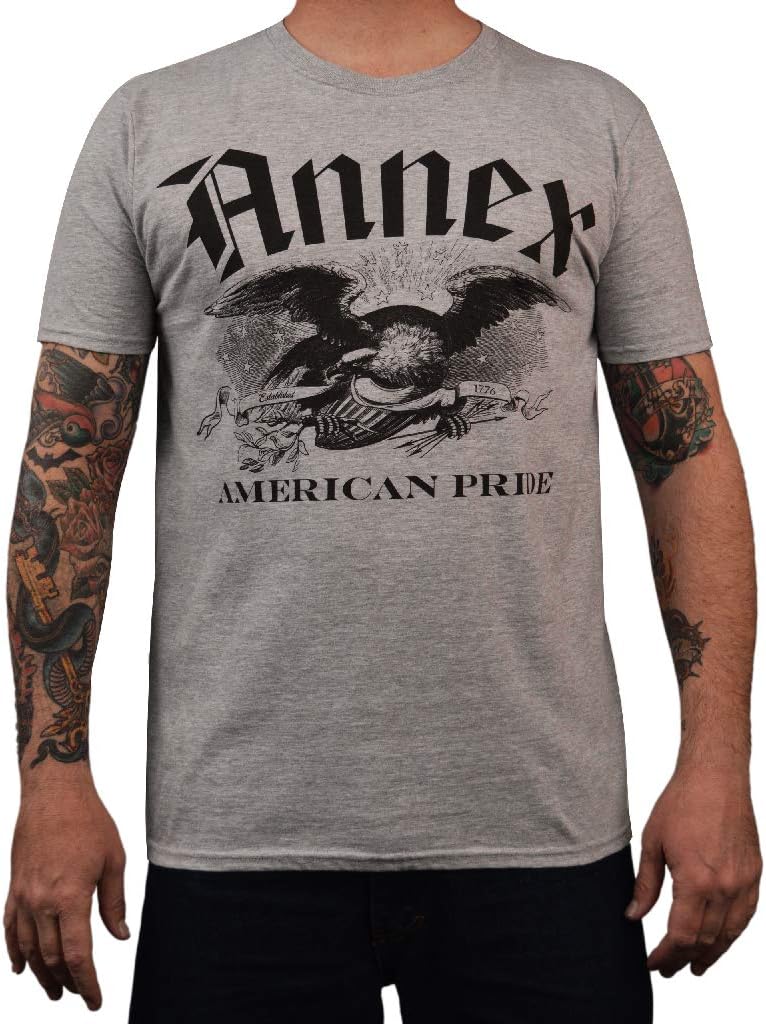Annex Men's American Pride United States USA American Bald Eagle Tee T-Shirt Grey - X-Large