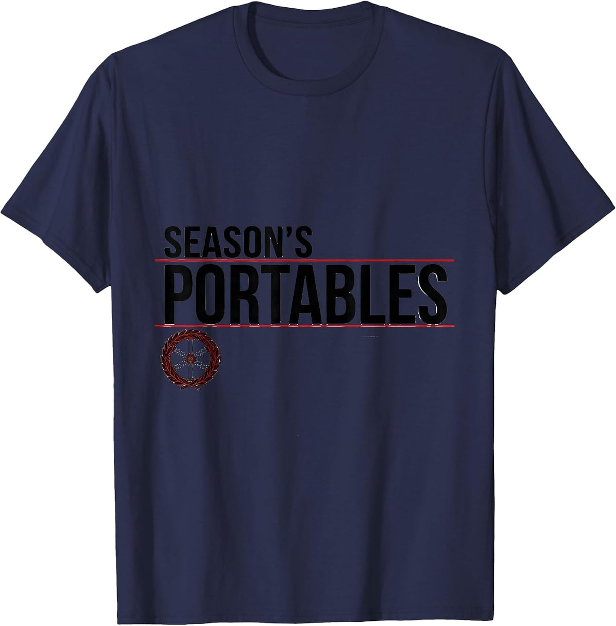 Men's Season's Portables Funny Medical Tech Christmas Workplace T-Shirt - Navy Blue