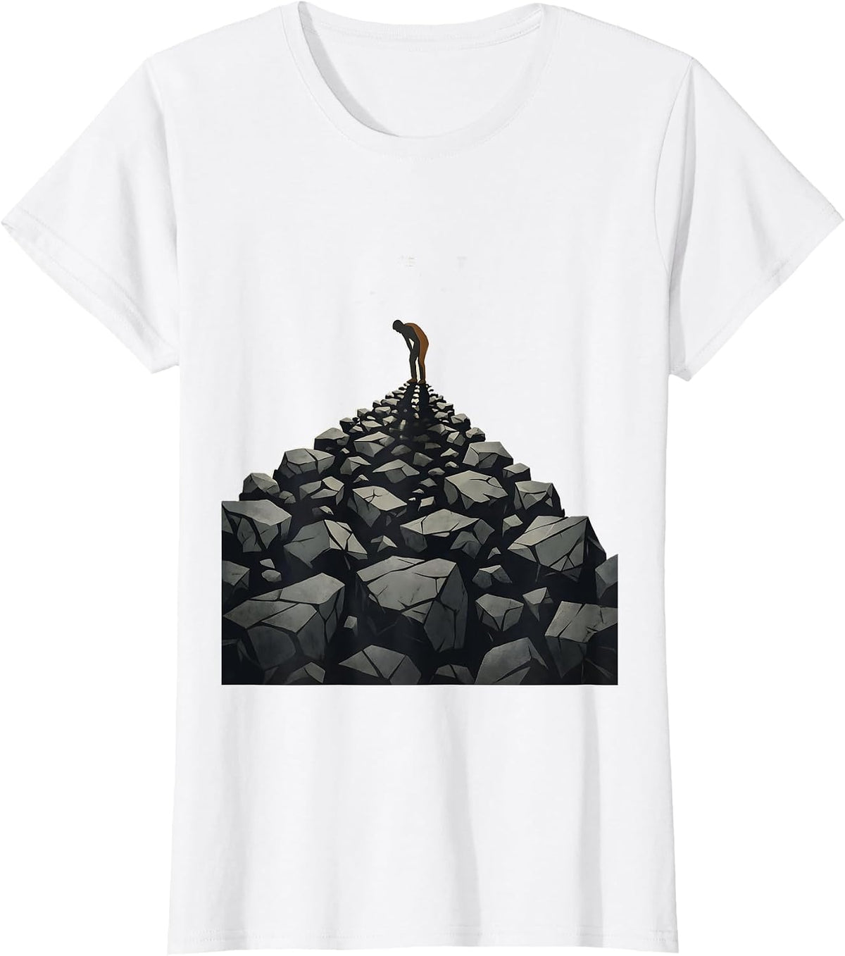 Weighted Anxiety Shadow Oversized Illustration T-Shirt - White
