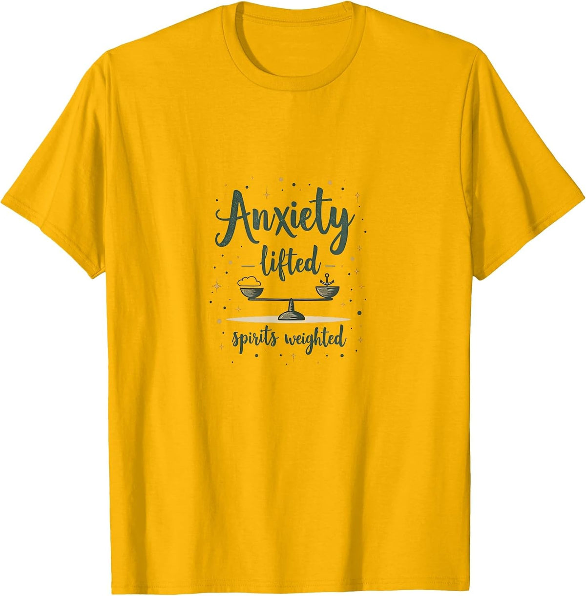 Anxiety Lifted Spirits Weighted Mental Health T-Shirt - Golden Yellow