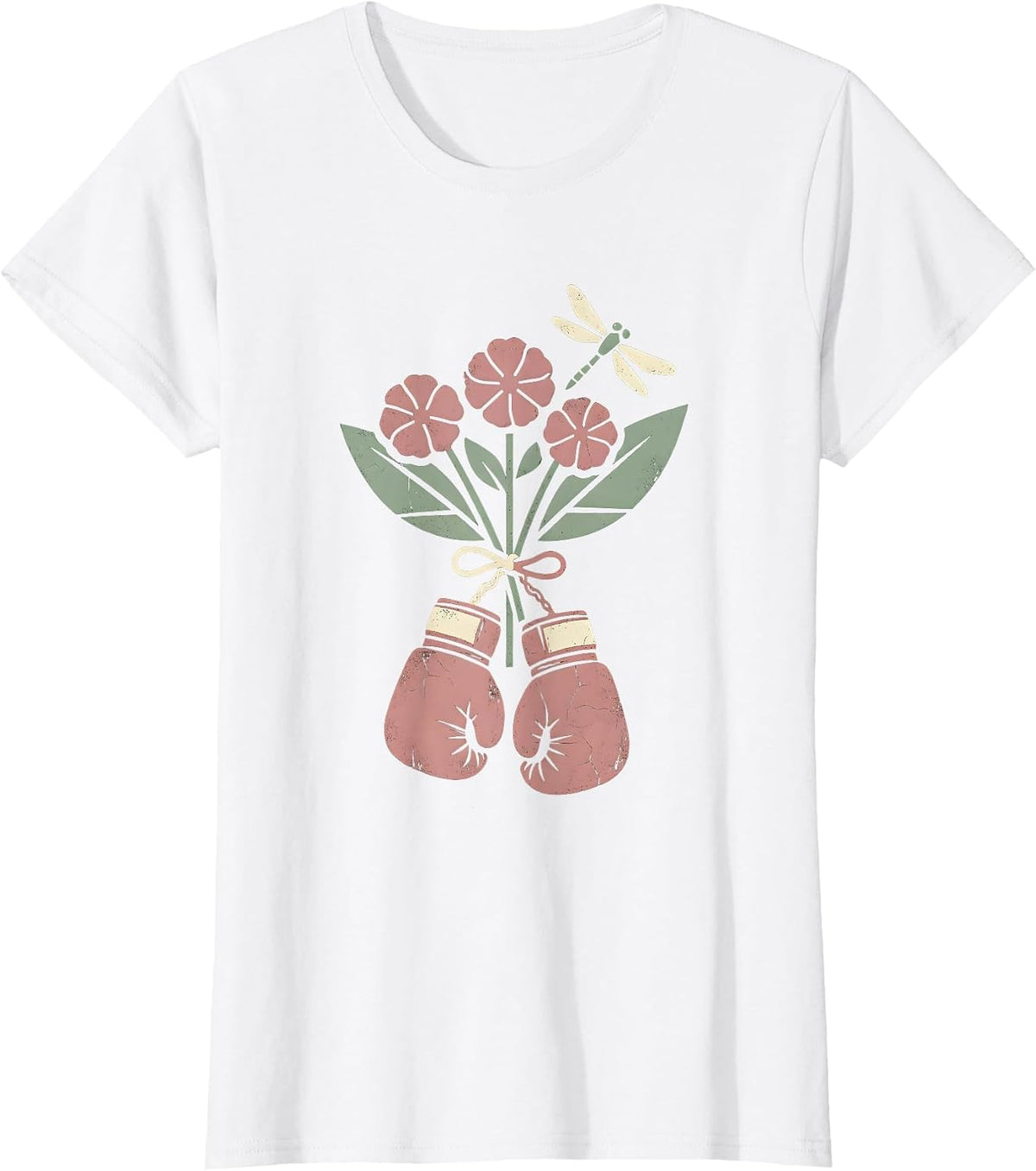 Pink Boxing Gloves Breast Cancer Awareness Design T-Shirt - White
