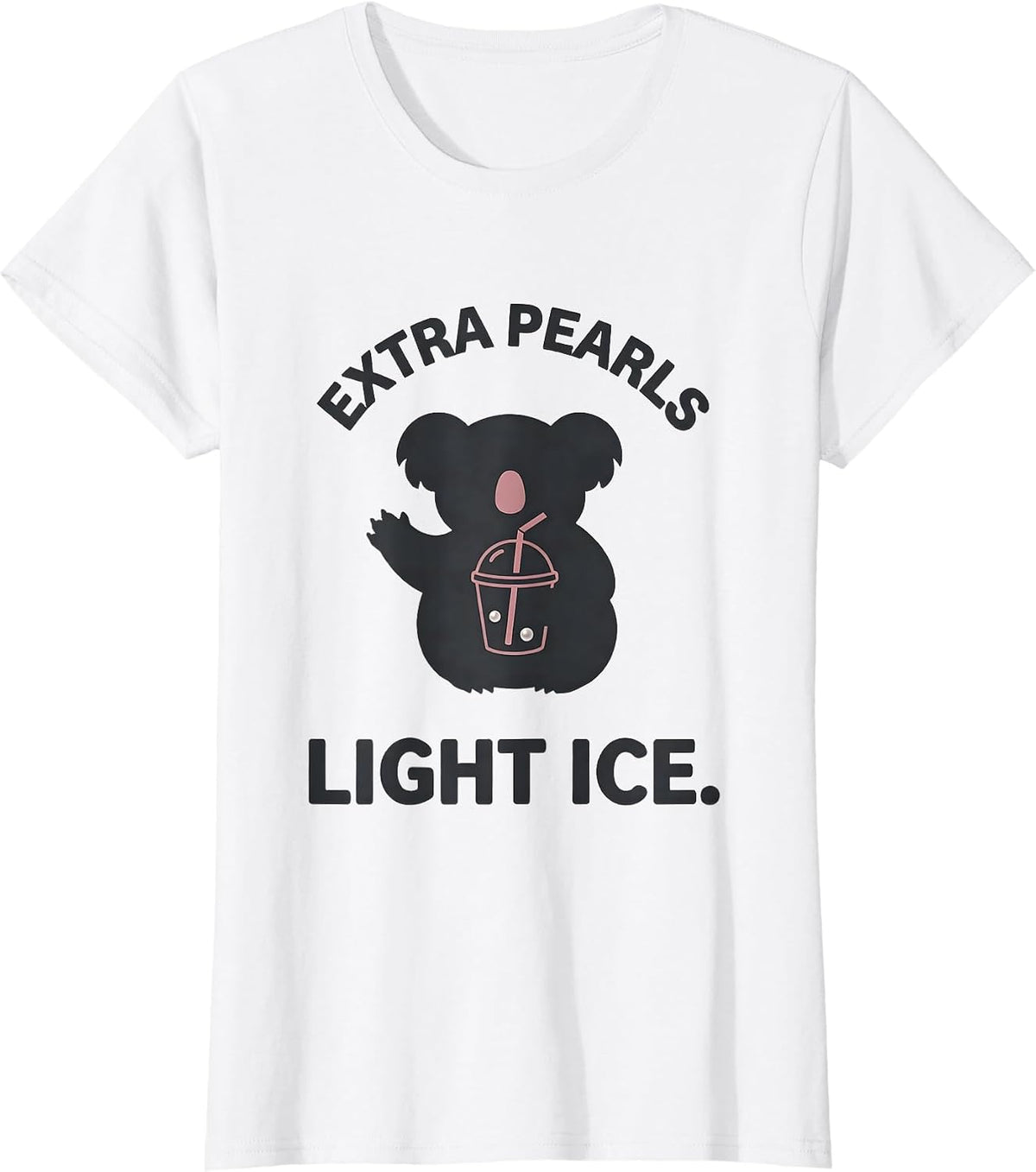 Women's Extra Pearls, Light Ice Kawaii Koala Boba Tea Lover Cute T-Shirt - White