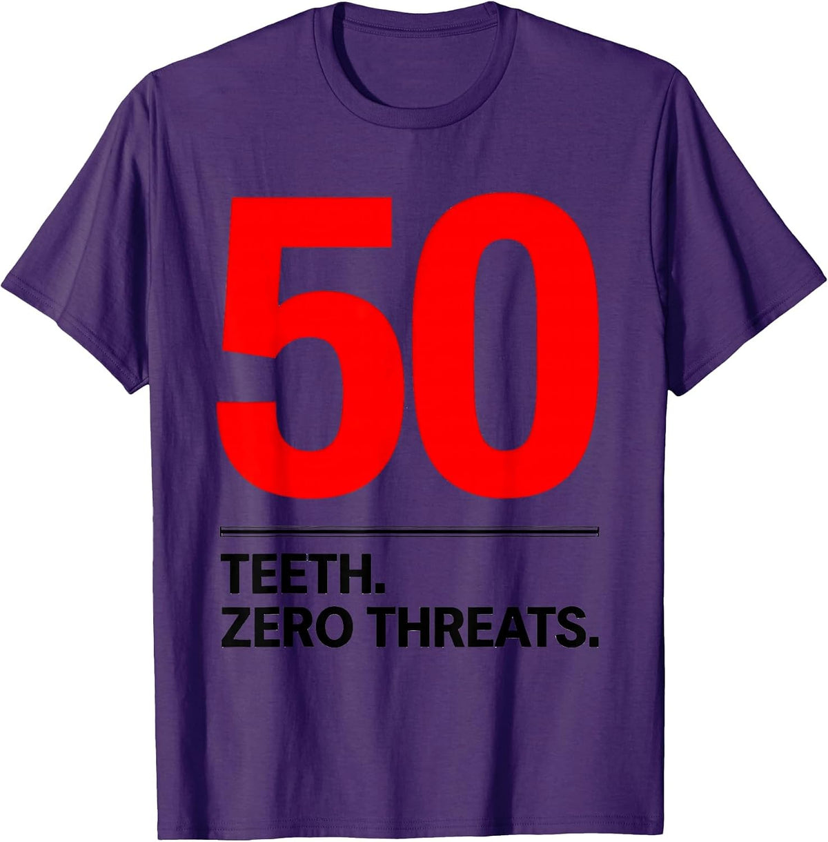 50 Teeth Zero Threats Funny Opossum Meme Graphic T-Shirt - Purple