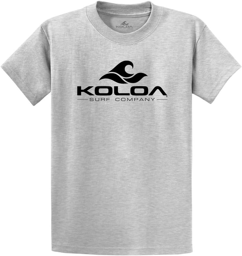 Koloa Surf Classic Wave Logo Heavy Cotton T-Shirts in Regular, Big & Tall Sizes - Ash (98\/2 Cotton\/Poly) With Black Logo