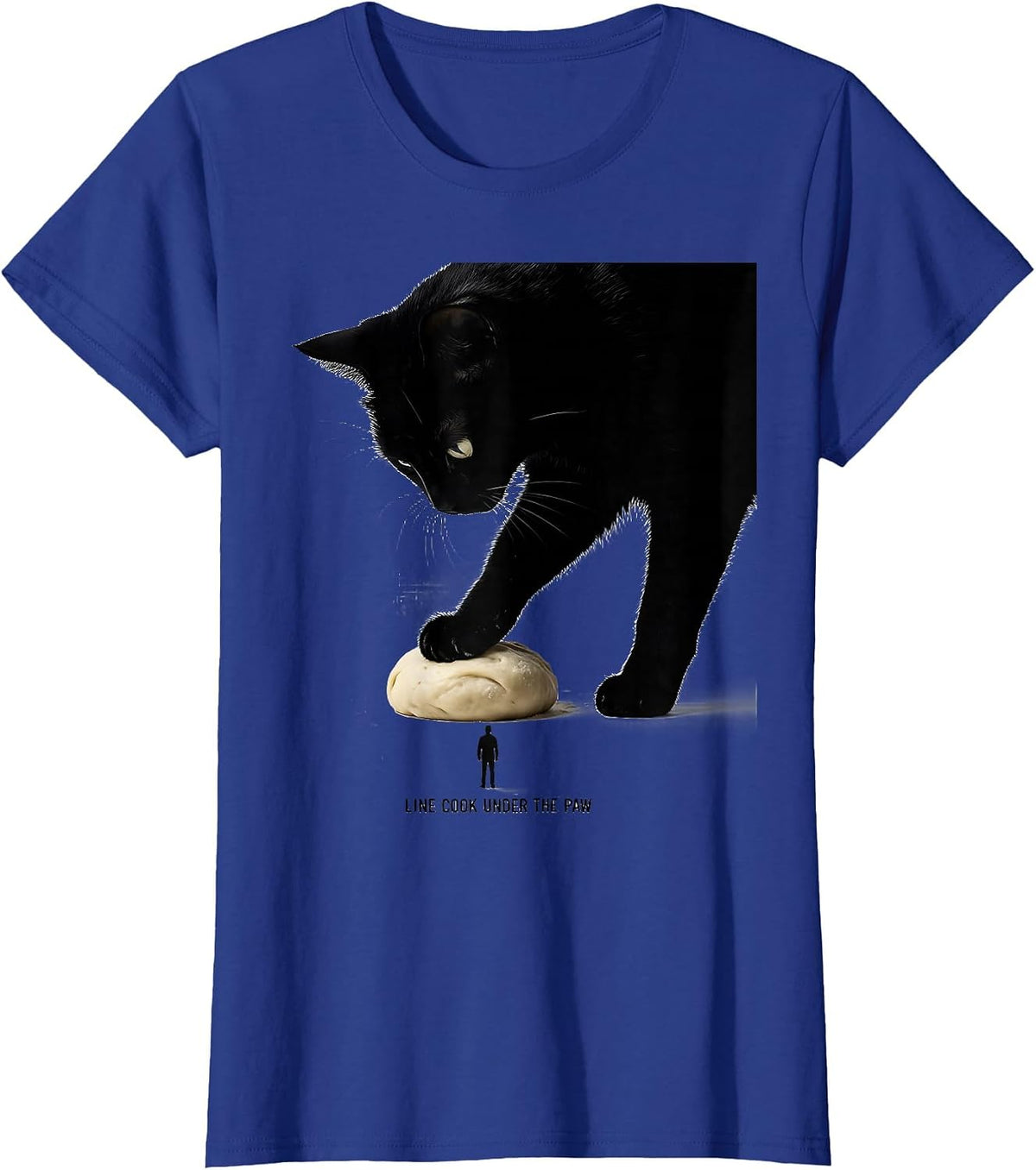 Women's Line Cook Under the Paw Funny Cat Lover Bakery Humor T-Shirt - Royal Blue