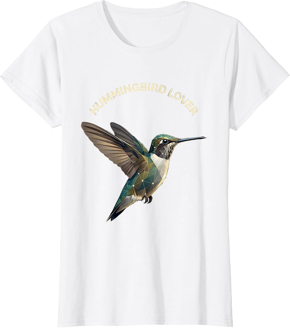 Hummingbird Lover Geometric Constellation Animal Line Art T-Shirt - White
