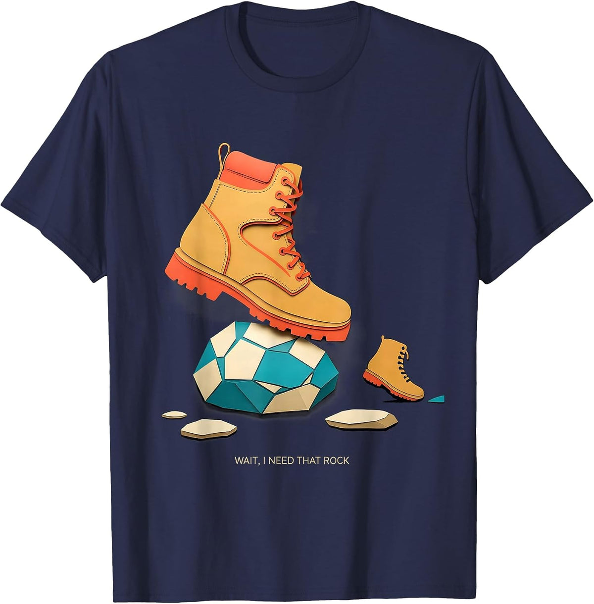Men's Wait I Need That Rock Funny Rock Collector Geology T-Shirt - Navy Blue