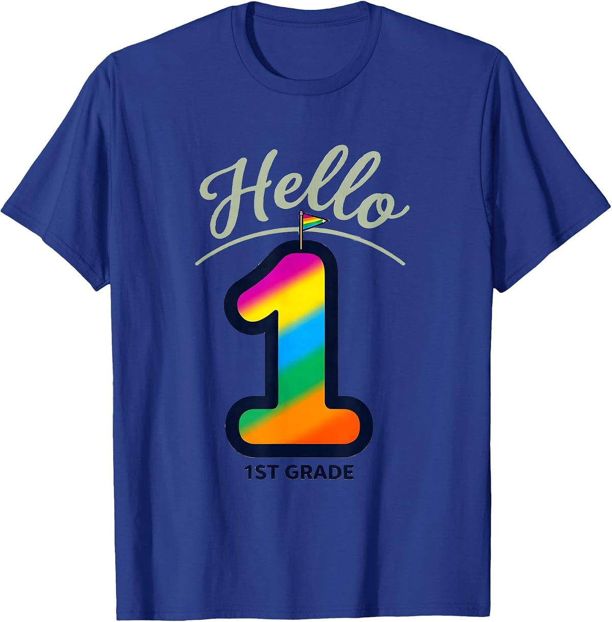 Hello 1st Grade Colorful Kids Back To School Teacher Student T-Shirt - Royal Blue