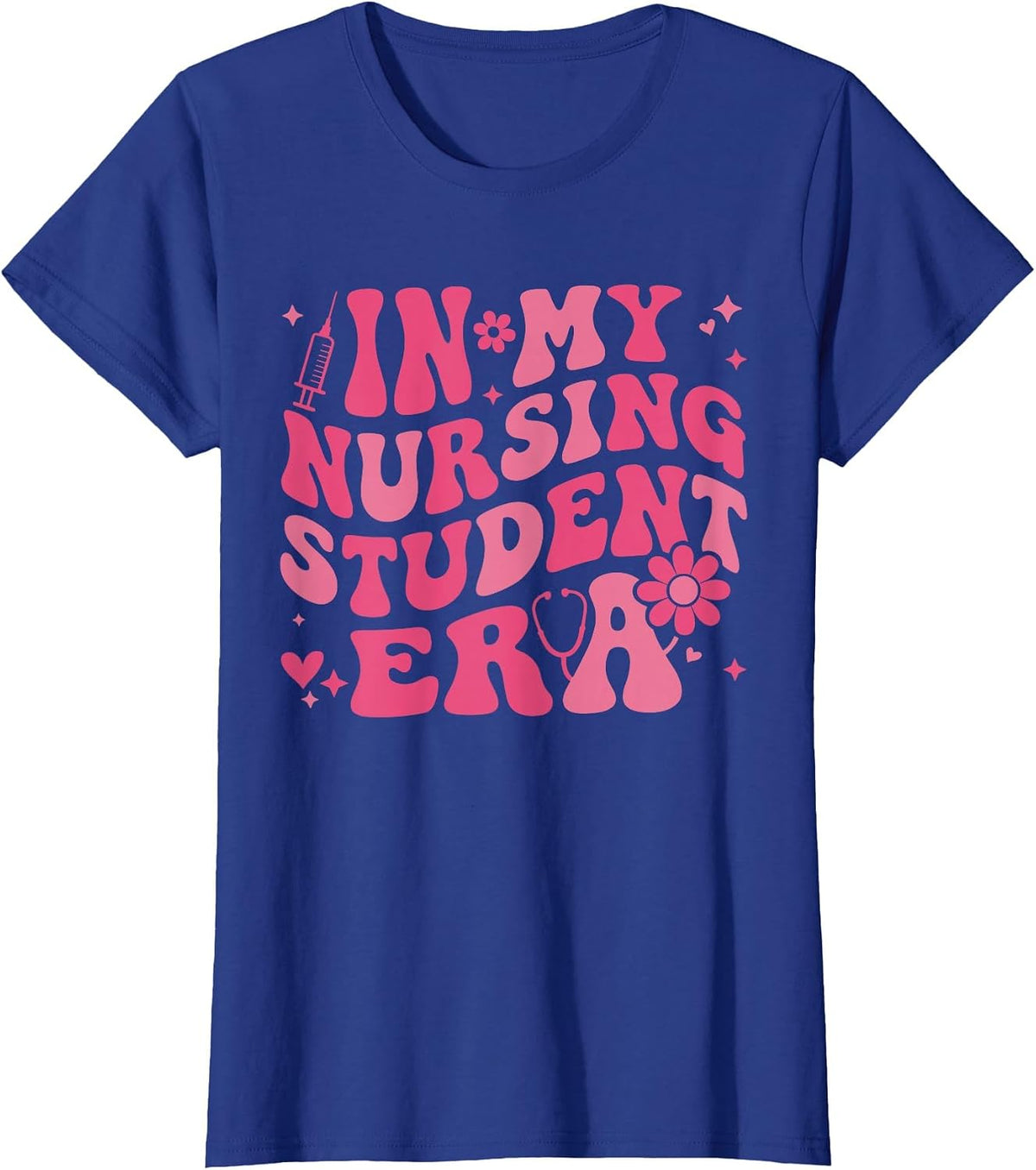 in My Nursing Student Era Groovy Nursing School Student RN T-Shirt - Royal Blue