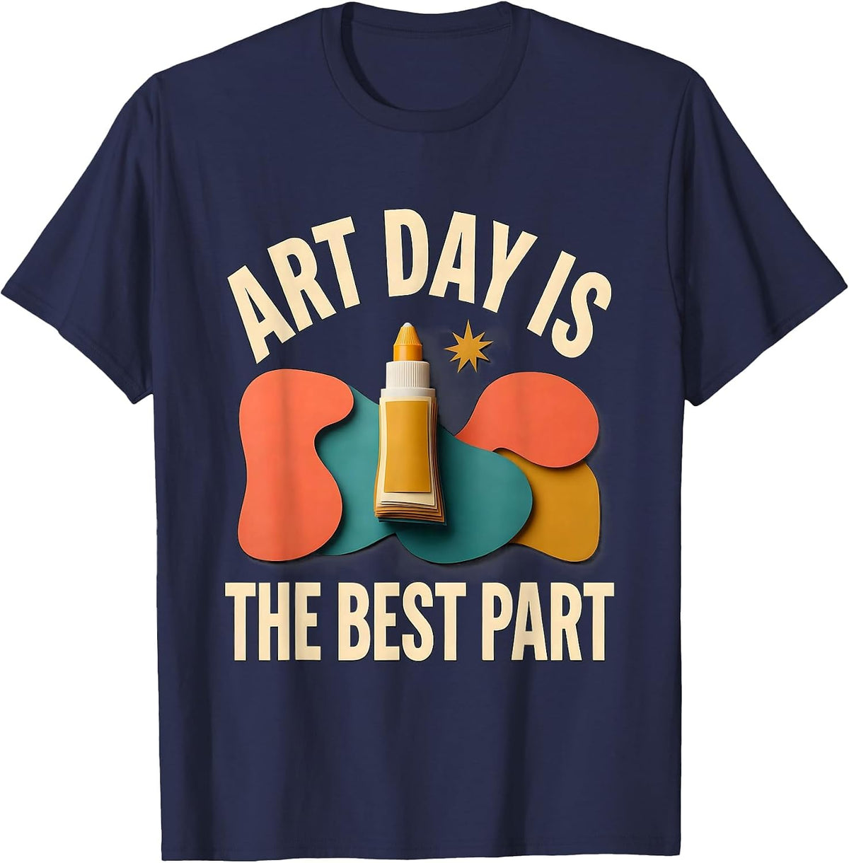 Art Day Is The Best Part Funny Art Teacher Back To School T-Shirt - Navy Blue