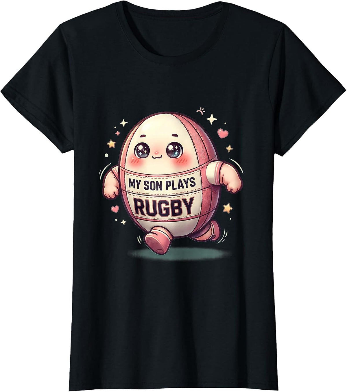 My Son Plays Rugby Proud Parent Design T-Shirt - Black