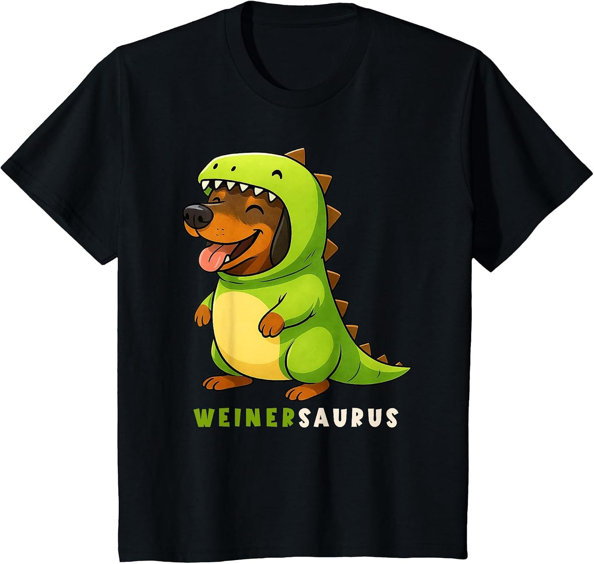 Dachshund Doxie Dinosaur Costume Trex Weinersaurus Mom Dad T-Shirt - Black