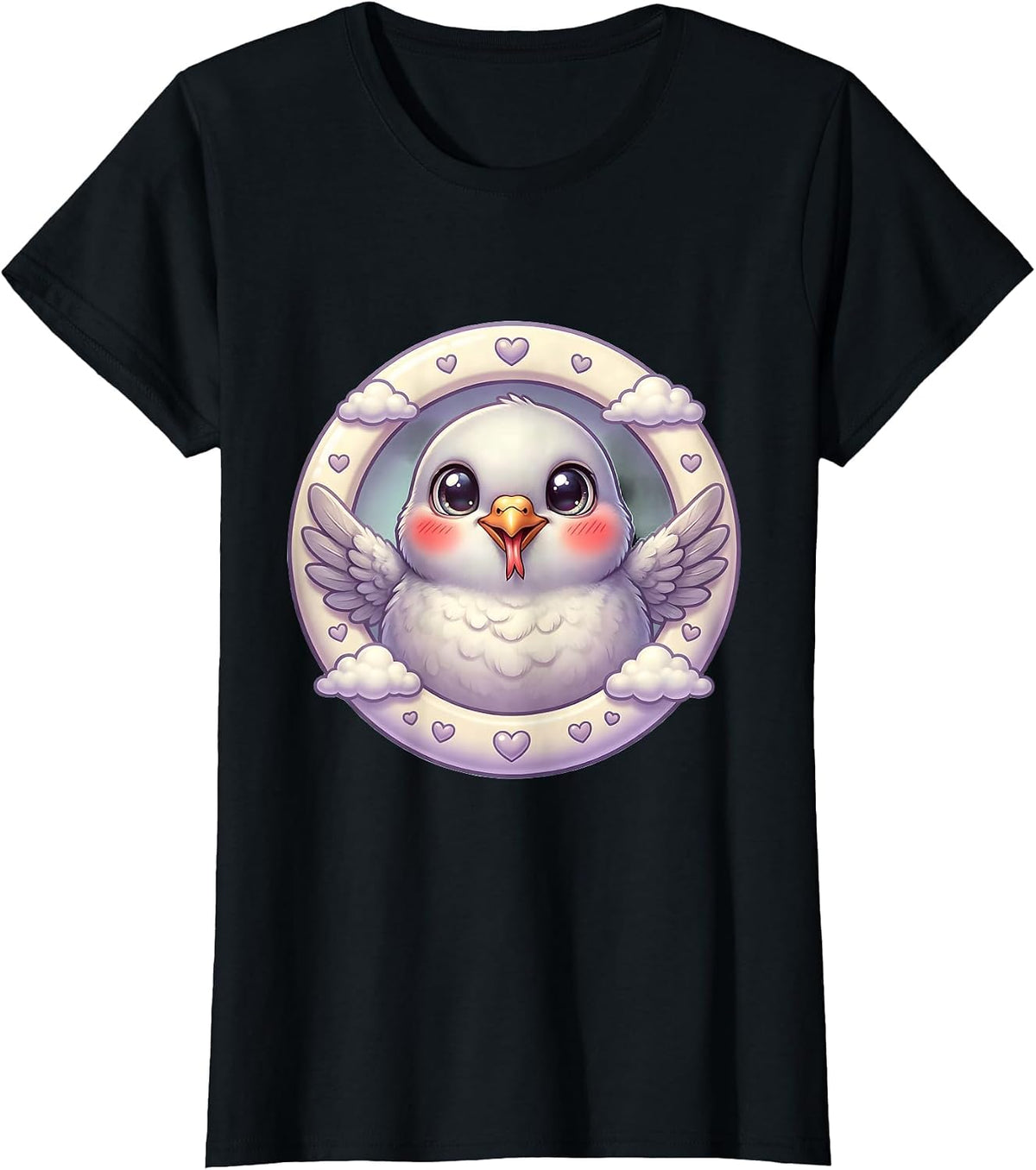 White Dove Forked Tongue Graphic Tee T-Shirt - Black