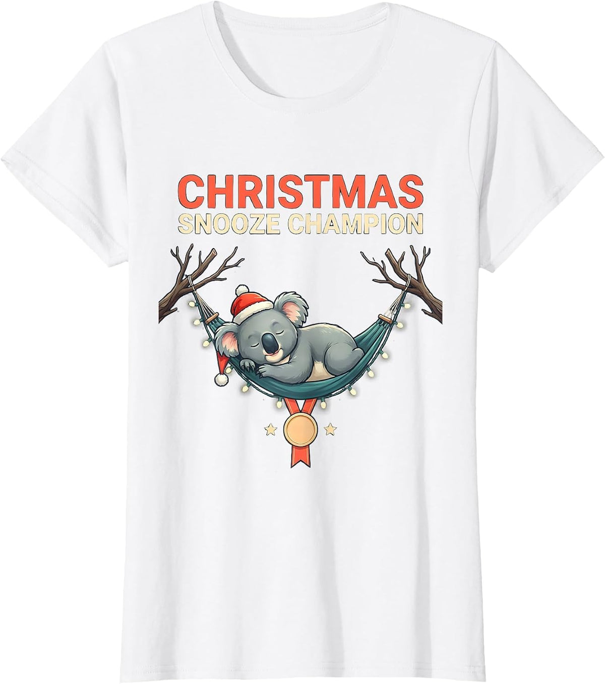 Women's Christmas Snooze Champion Funny Koala Lover Cute Australian T-Shirt - White